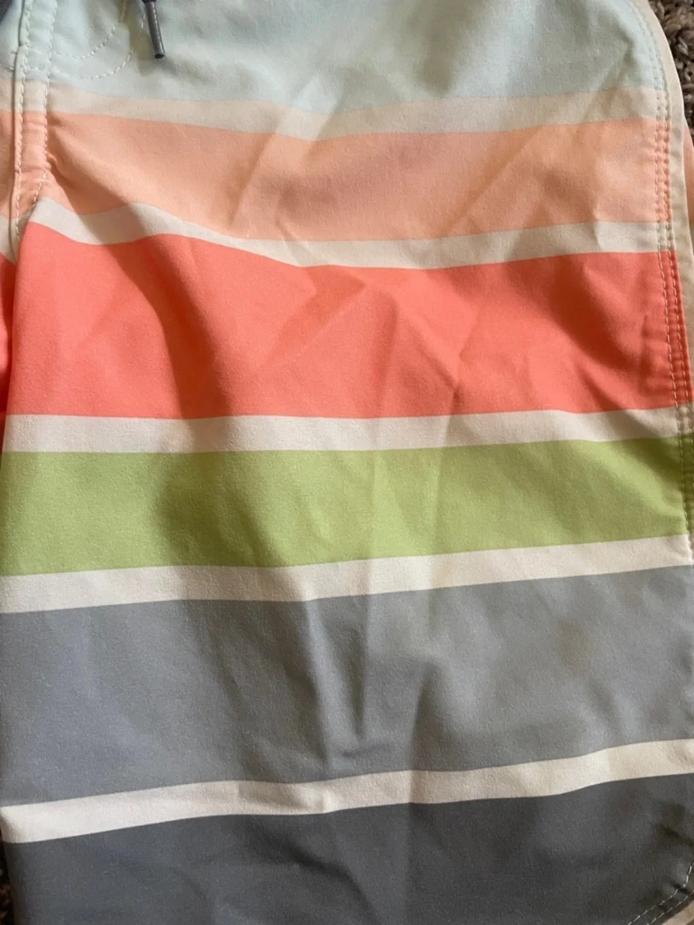 art class Boys Striped Swim Trunks - Teal, Coral, Lime, Gray